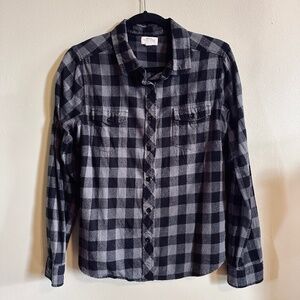 Gray and Black Buffao Plaid Button Down Flannel - Country to Coast